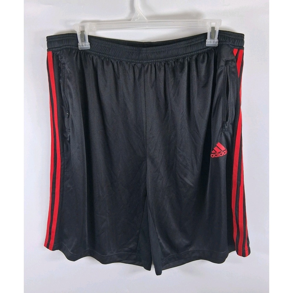 Adidas Men's 3XLT Aeroready Primegreen Basketball Shorts Black Red Striped